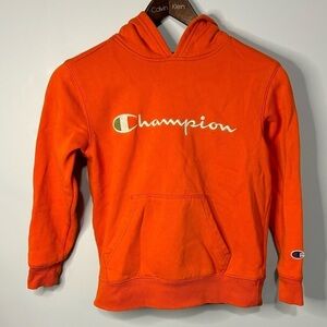 Orange Champion Pullover Hooded Sweatshirt - Size Kids S - Cozy & Casual Warm